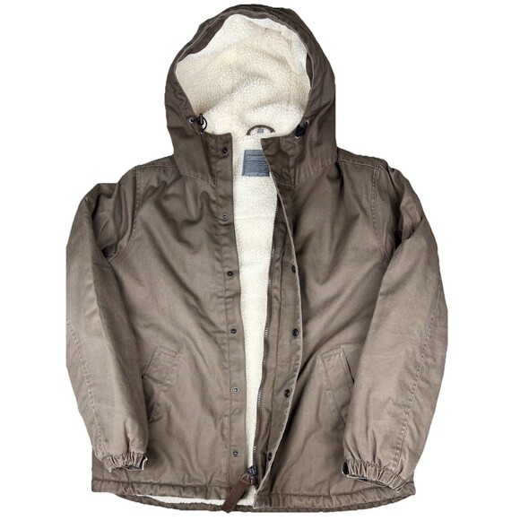 Women's Dunderdon Cozy Cottage Brown Sherpa Lined Coat Size XL Hooded Jacket - Picture 1 of 7